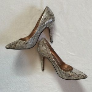 BCBGeneration Snakeskin Metallic Heels